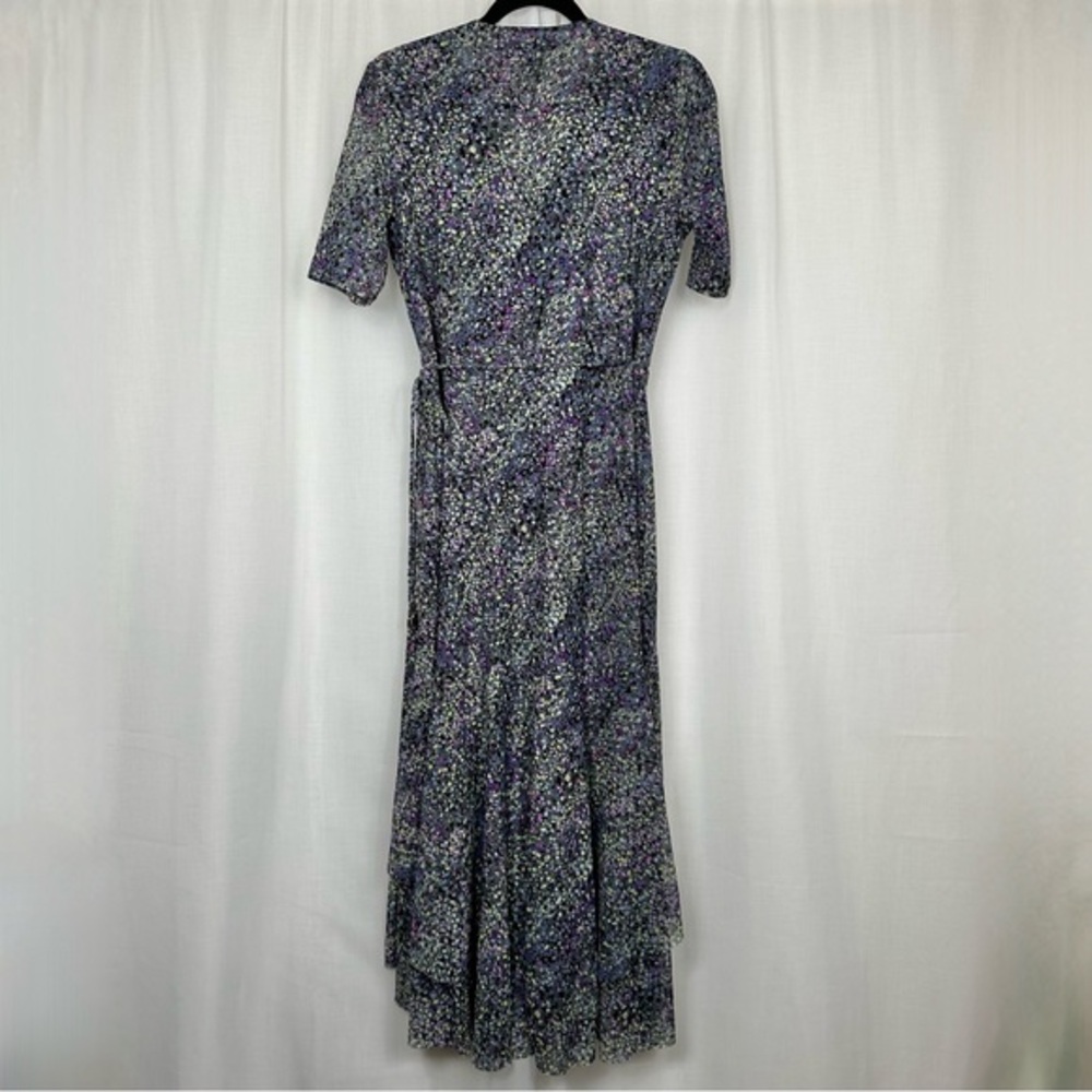 WHBM Abstract Mesh Tiered Wrap Midi Dress 6‎ Fairy Grunge Pointillist Whimsigoth - Picture 2 of 13